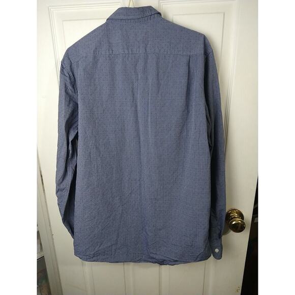 Michael Kors Men L Shirt Button Collared Long Sleeve Blue Collared Button Wrist - Picture 9 of 9